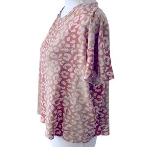 Zara leopard print multicolor blouse short sleeve pullover Size M